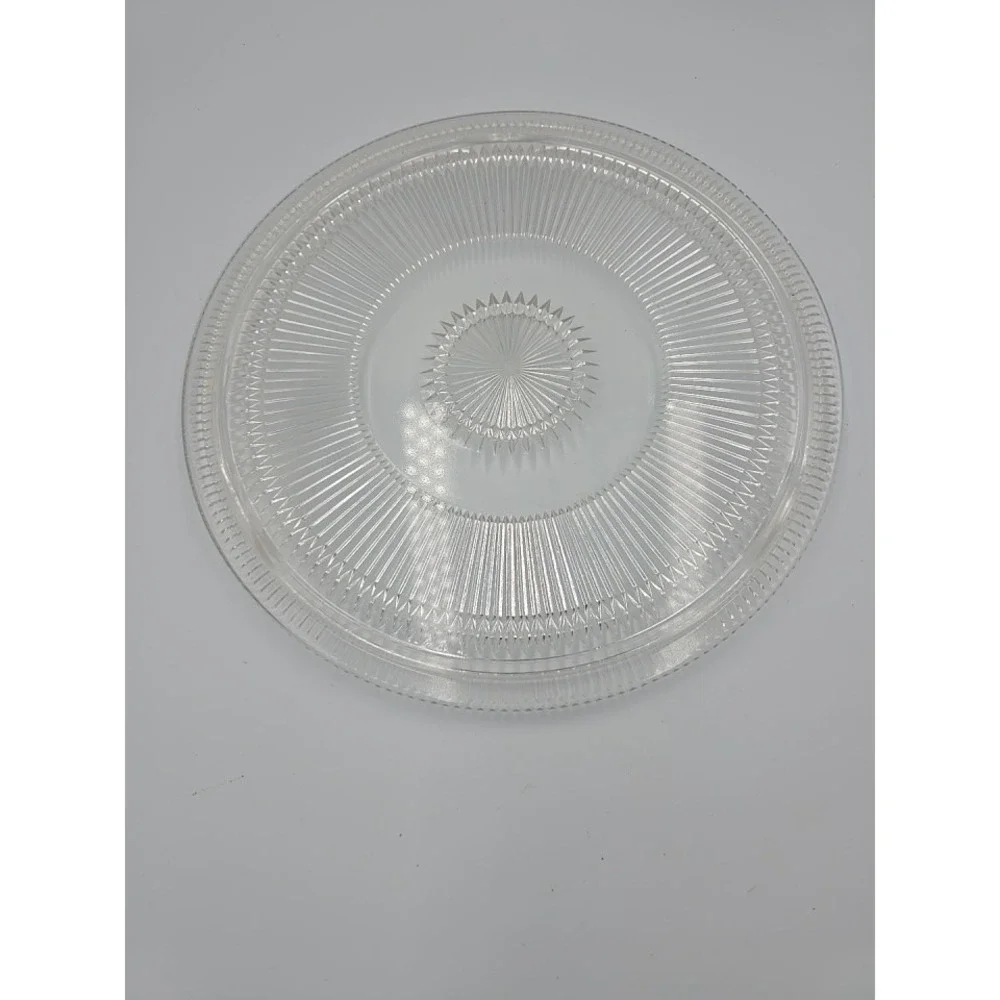 Clear Glass Footed Round Ribbed Cake Plate Serving‎ Platter 12 Inches
